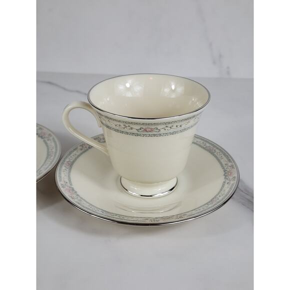Lenox Charleston China Tea Cup Saucer Porcelain Ivory Year 90s Dinnerware USA x3 - Picture 7 of 16